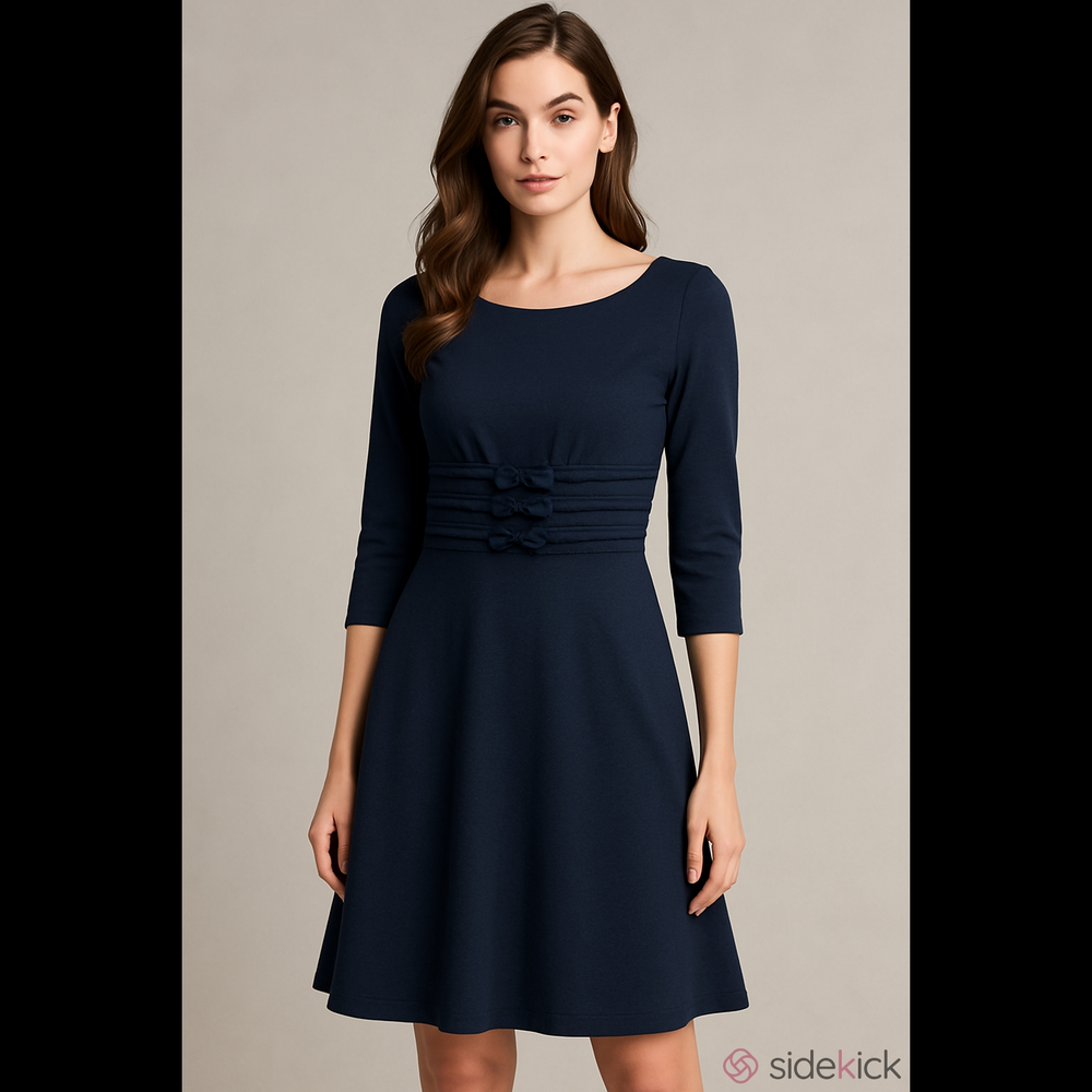 Max Studio 3/4 sleeve a-line navy dress S